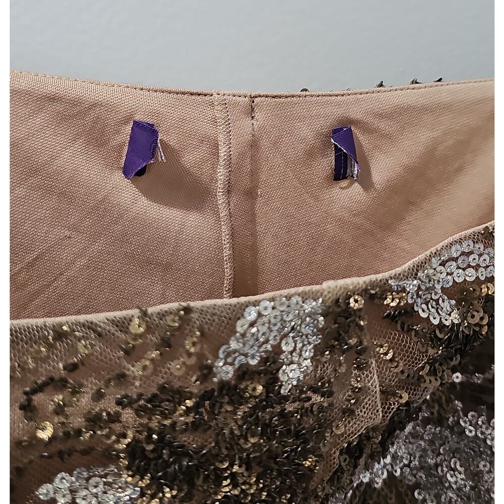 Ralph Lauren Purple Label Sheer Pants Sequin Feathers High Rise Womens XL - Picture 9 of 16